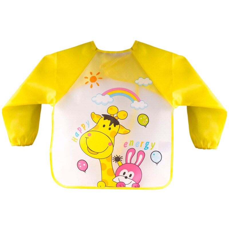 Waterdichte baby slabbetjes, eva, lange mouwen, kinderschort, lange mouwen, voedingsschort, slabbetjes, eetborstplaat, babykleding voor kinderen: Geel hert