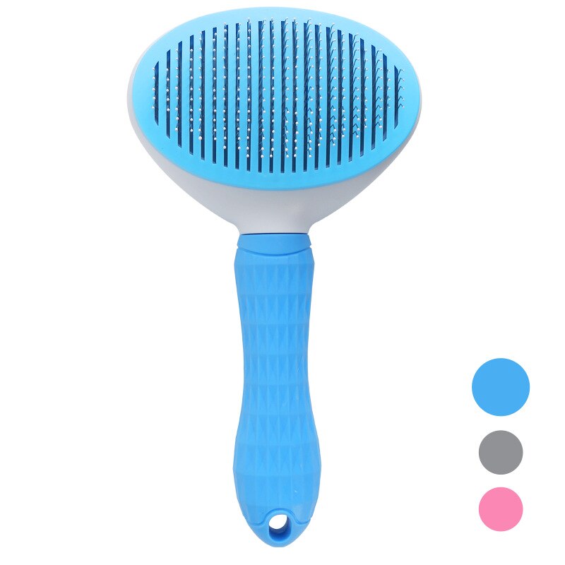 Cepillo removedor de pelo para perros y gatos, peines automáticos para el cuidado de mascotas, peine antipulgas de , suministros para gatos: Blue