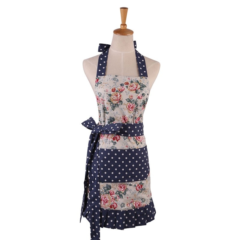 Retro Kitchen Apron Woman Flirty White Apron Frosted Cupcake Striped Polka Dot Ruffled Salon Avental de Cozinha Divertido: (5)