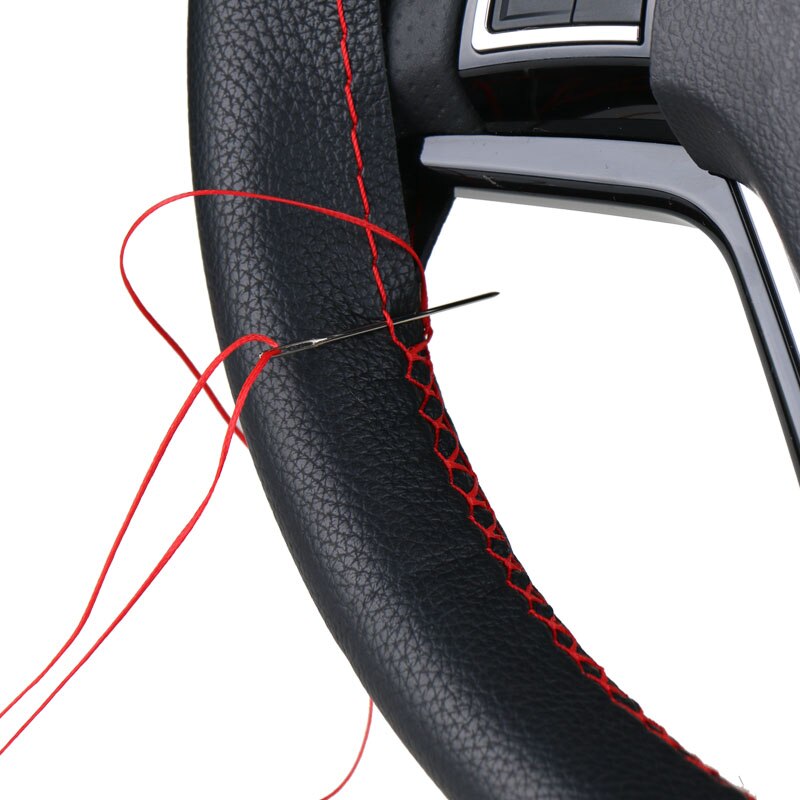 Diy Stuurwiel Covers/ Soft Fiber Leather Braid Op De Stuurwiel Van Auto Met Naald En Draad interieur Accessoires