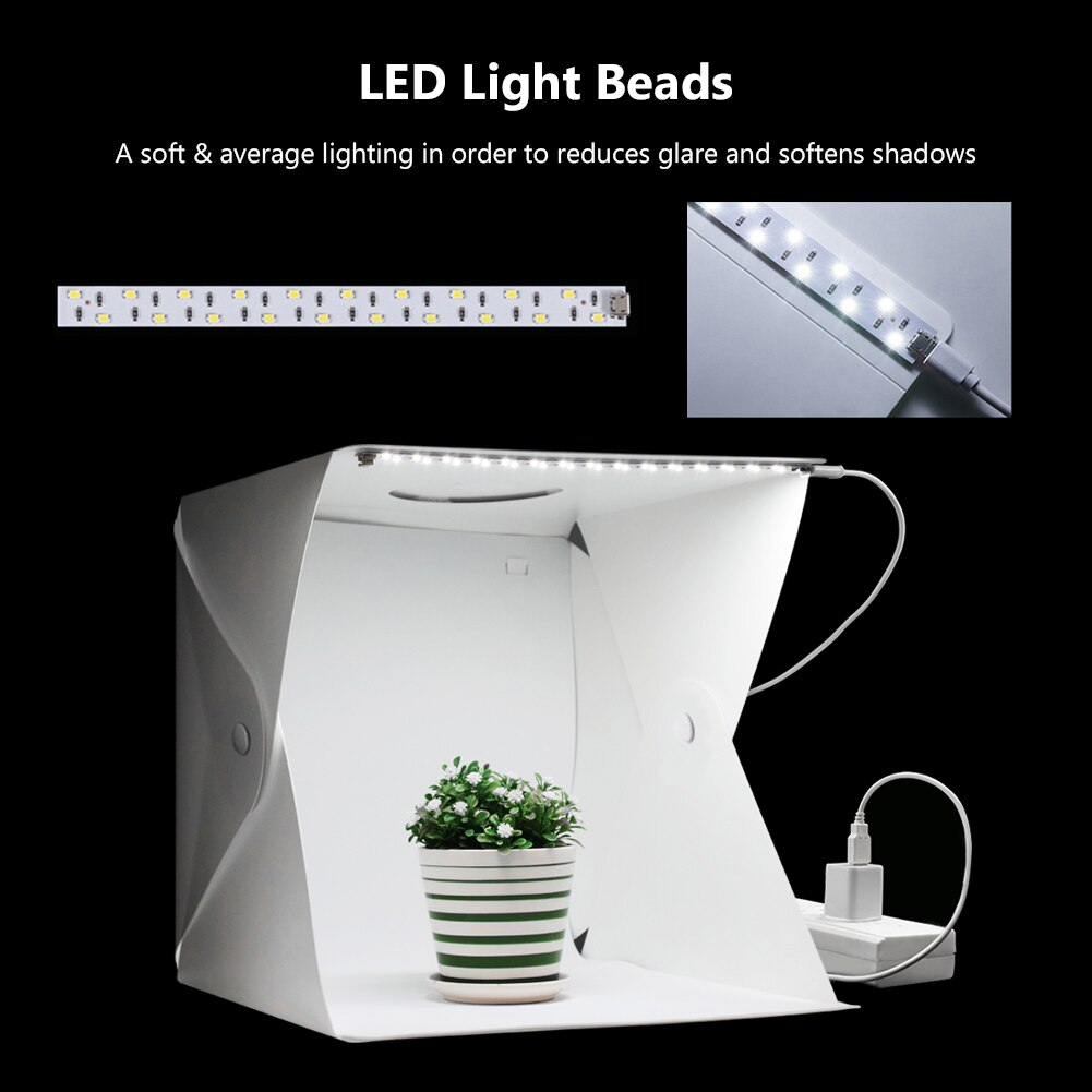 LED Folding Lightbox Portable Photography Photo Studio Softbox Brightness Light Box For DSLR Camera Tabletop Shooting 30x30x30cm