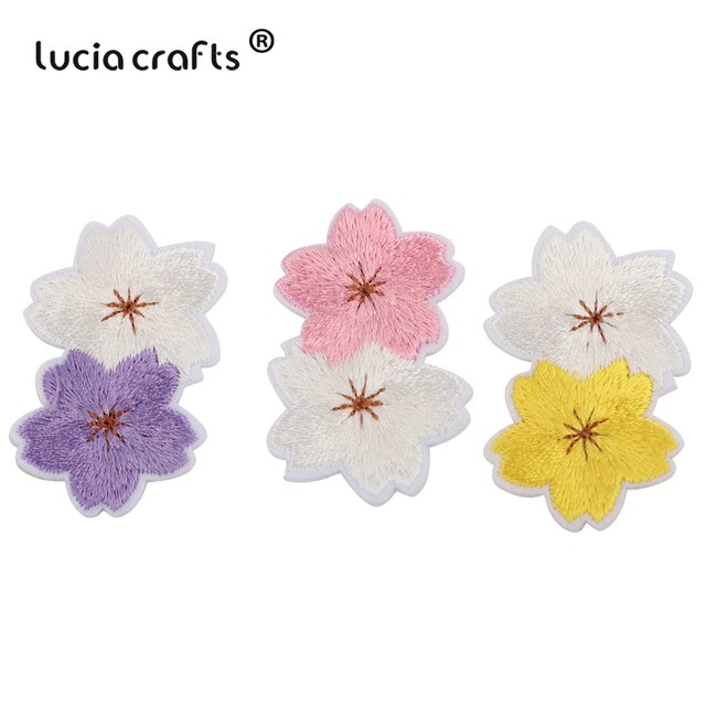 Lucia Ambachten 24-5Pcs Kleurrijke Geborduurde Bloem Patches Ijzer-Op Diy Applique Kleding Stof Badge Accessoires L0611: C4 28x44mm 6pcs