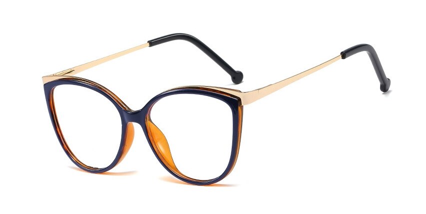 48052 Plastic Titanium Cat Eye Retro Glasses Frames Ultralight Men Women Optical Computer Glasses: C6 blue leopard