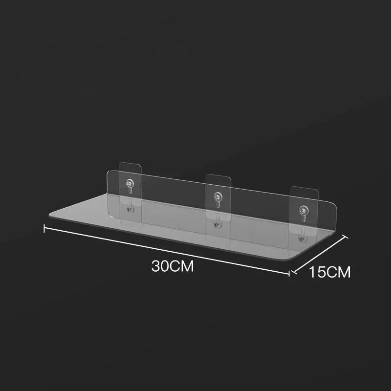 Estante de almacenamiento acrílico montado en la pared, estante flotante sin perforaciones, palo de exhibición transparente y grueso, organizador para baño, cocina y baño: YELLOW