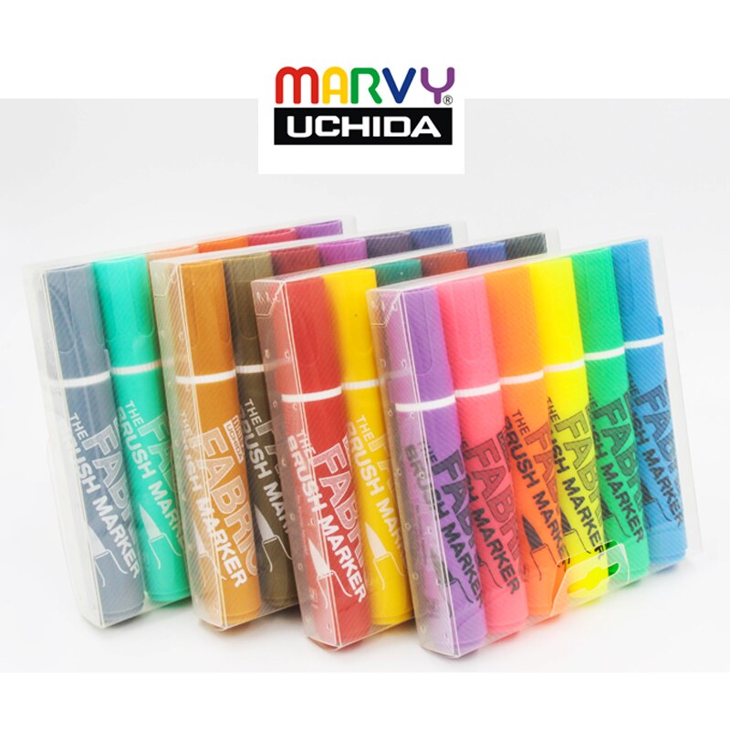 Marvy-Conjunto de rotuladores de punta suave para suéter, bolígrafo de pincel de tinta con Alcohol para tela de Graffiti, resistente al agua, Pe, 722, 6 uds.