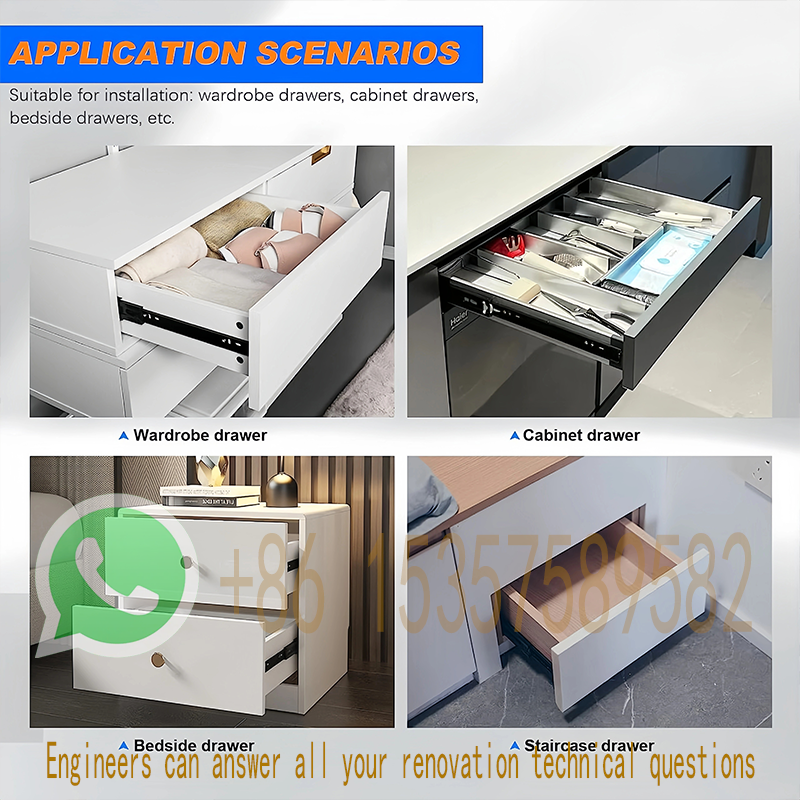 Drawer Rail 8~20Inch Cold Rolled Steel Drawer Slides Close Drawer Sliding Track Three-Section Cabinet Slides Furniture Hardware