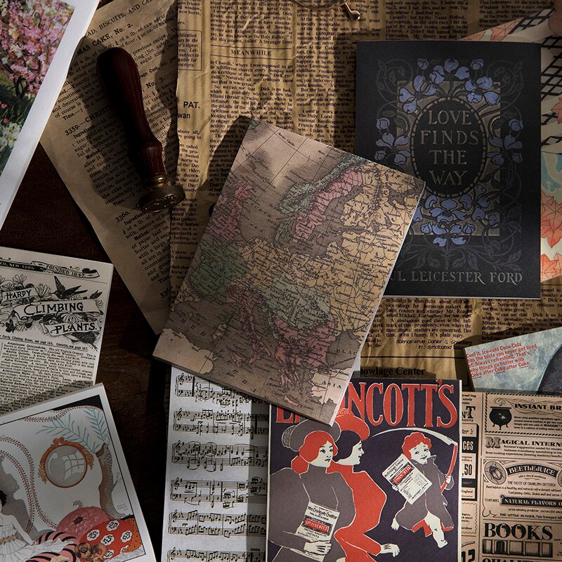 Yoofun Retro Post Magazine Map Material Pack Scrapbooking Decor Paper for Craft Making Collage Junk Journal DIY Stationery