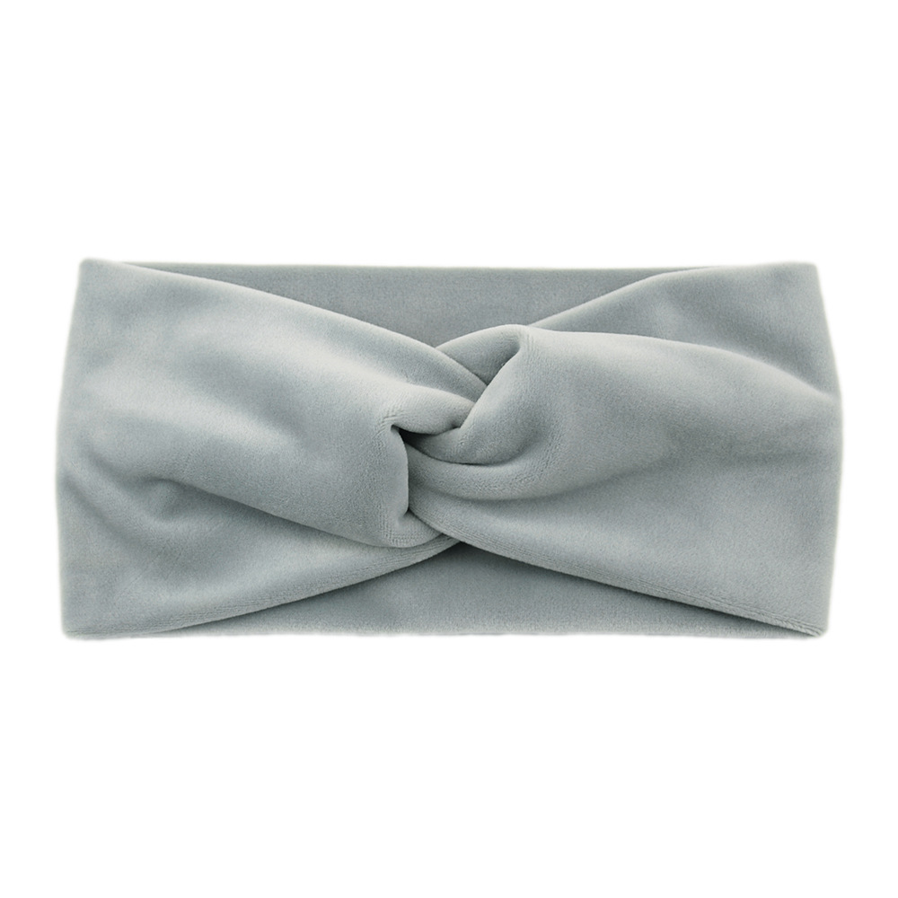 Vinter enkelt korsbånd for kvinner håndlaget ensfarget elastisk knute turban bandasje yoga hårtilbehør: Grå