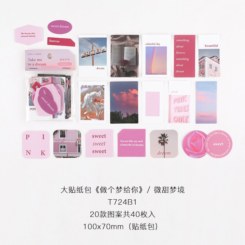 40pcs landscape text decoration stationery stickers aesthetic journals scrapbook planner project symbol aesthetics LOMO: C