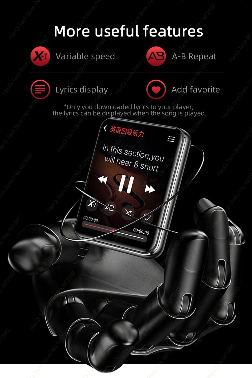 NBX-reproductor Mp3 con Bluetooth y altavoz, reproductor de música con pantalla táctil, 4GB de RAM, Mini Walkman portátil de Metal HiFi con grabación de Radio