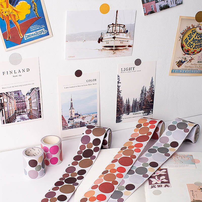 5cm*3m Colored Round Washi Tape Kawaii Dots Label Masking Tape Decorative Adhesive Tape Sticker Scrapbooking Sealing Stationery