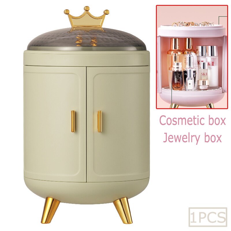 Luxus Dreh Schmuck Lagerung Kasten Haushalt Ohrringe Halskette Anzeige Stand Hohe Kapazität retro Bildschirm Schmuck Organizer fallen: Grün Kosmetik Kasten