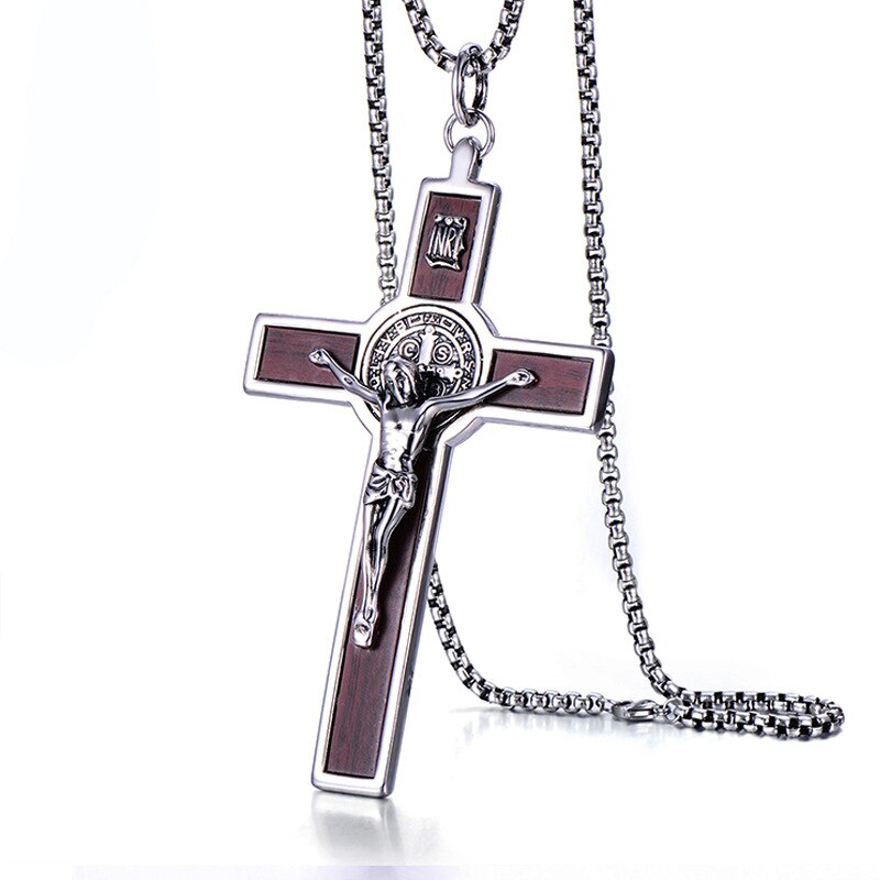 HZMAN Heren Roestvrij Staal Kruis Kruisbeeld Bijbel Gebed Hanger Halsketting 22 2 Ketting (Blauw