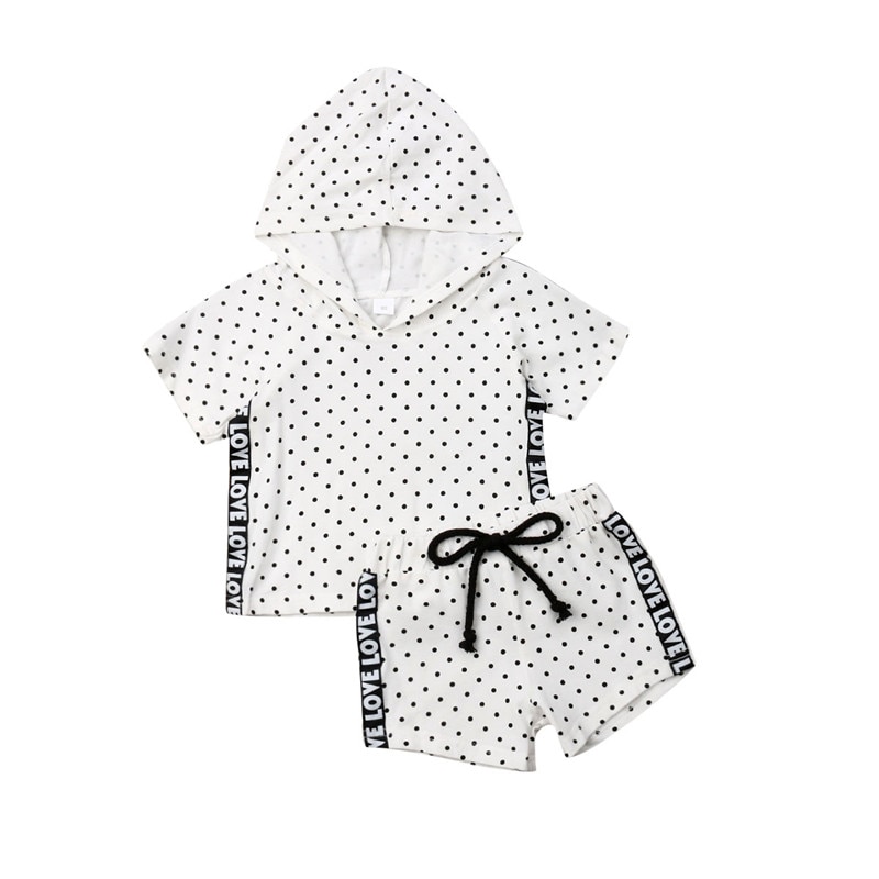 Toddler Kid girls clothes roupa infantil Baby Girl Wave Point Hooded Tops T-shirt Pants Shorts Sunsuit Clothes Sets Track Suits
