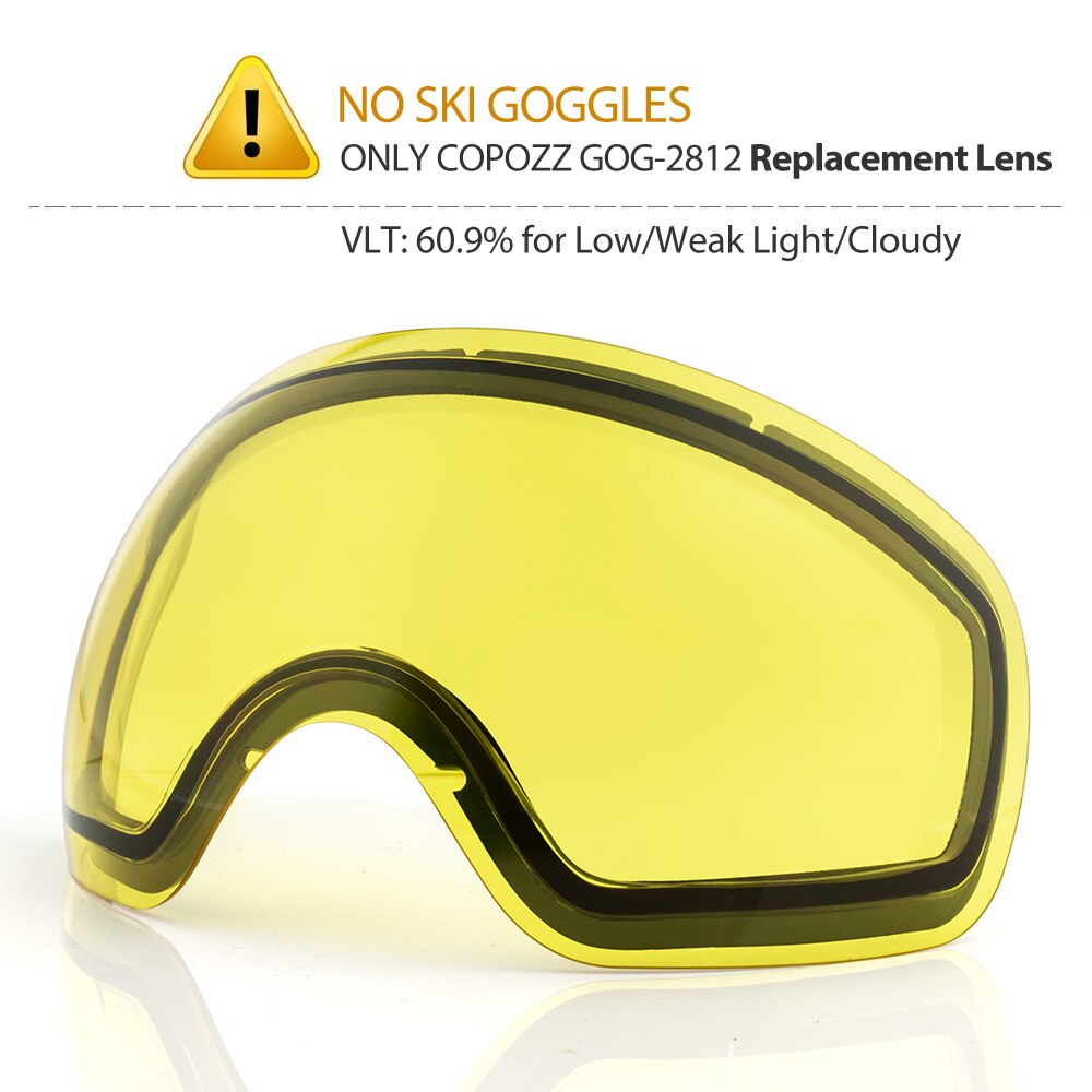 COPOZZ brand double brightening lens for ski goggles of Model GOG-2812 increase the brightness Cloudy night to use(only lens): Default Title