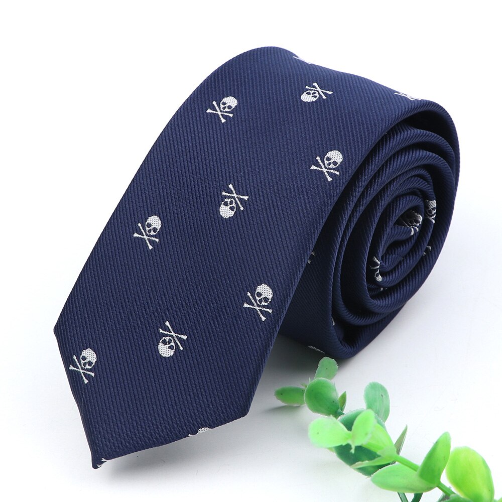 Skull Ties For Men Casual Slim Classic Polyester Neckties Man Tie for Wedding Halloween Party Male tie Neckwear: Tie 6cm-4