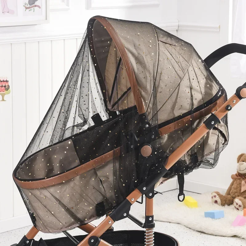 Baby Winkelwagen Zonnescherm Klamboe Universele Kinderwagen Net Buggys Insect Fly Net Bescherming Cover voor Kinderwagen Kinderwagen: Bruin