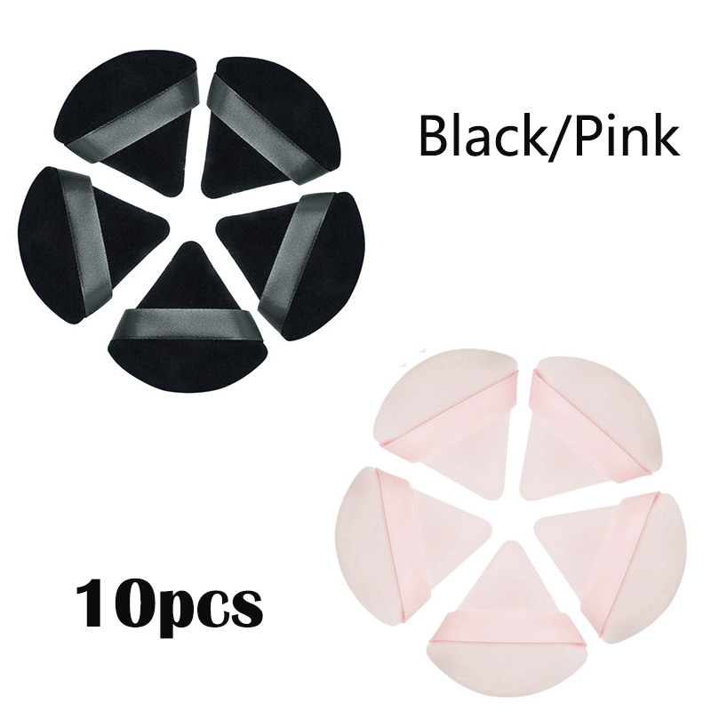 Mini esponja triangular para maquillaje facial, 5/10 Uds., cosméticos, esponja para polvos faciales de algodón suave, herramientas para maquillaje de terciopelo lavables: Grey