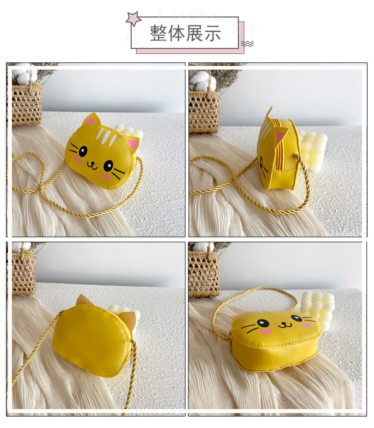 Prinzessin kinder Mini Handtaschen Baby Mädchen PU Leder Kleine Schulter Umhängetaschen Nette Katze Kinder Geldbörse Brieftasche