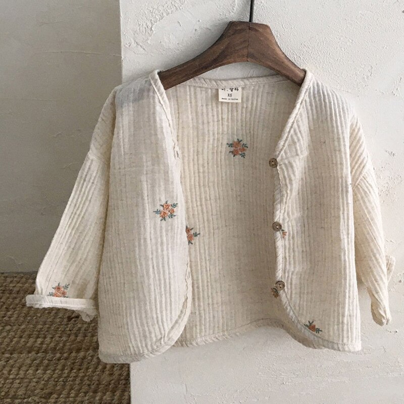 Cárdigan de algodón para bebé, abrigo Delgado suelto de Color sólido para niños, ropa antimosquitos, chaqueta Floral para bebé y niña, novedad de primavera y verano: floral / 3T   100cm