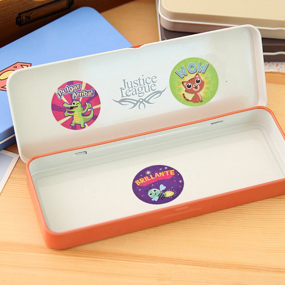 500 pcs/roll Spanish reward stickers cute animals cartoon stickers for teacher students encouragement stationery sticker