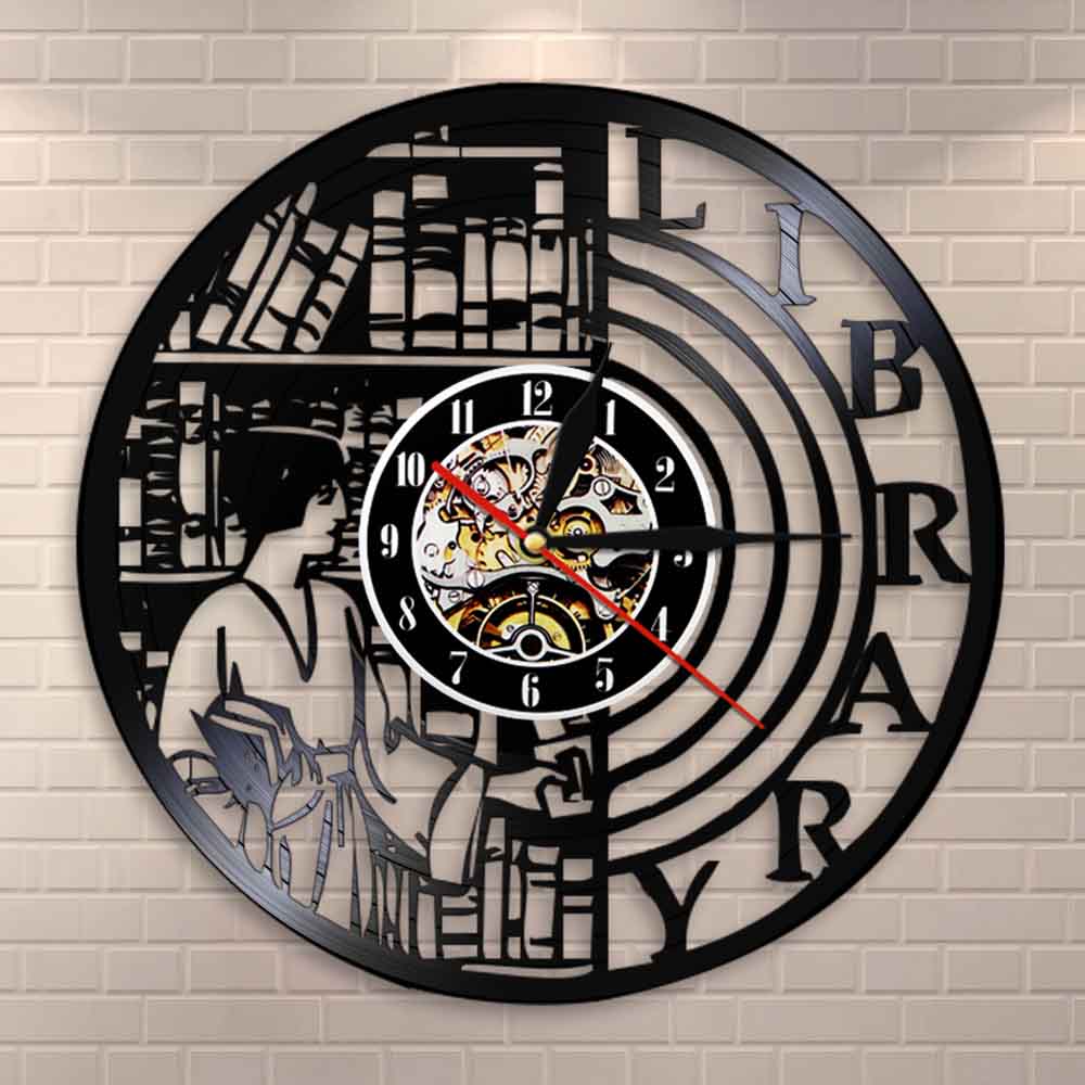 Libros de lectura, biblioteca, decoración de arte de la pared, de moderno reloj de pared, marcapáginas, Vintage, vinilo, reloj de pared, libro, para amantes