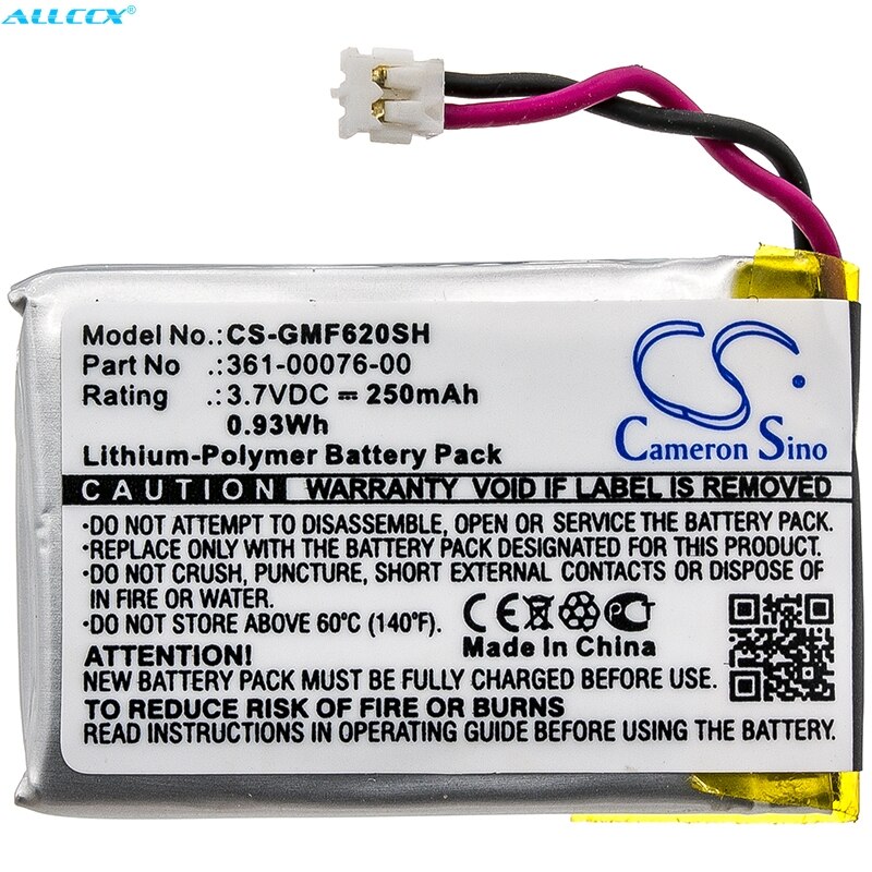 Cameron Sino 250mAh batterie 361-00076-00 pour Garmin Forerunner 620