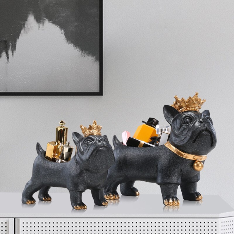 Cool krona bulldog nyckelförvaringsdekorationer hem vardagsrum tv skåp skoskåp bulldog modern dekoration: Svart / S