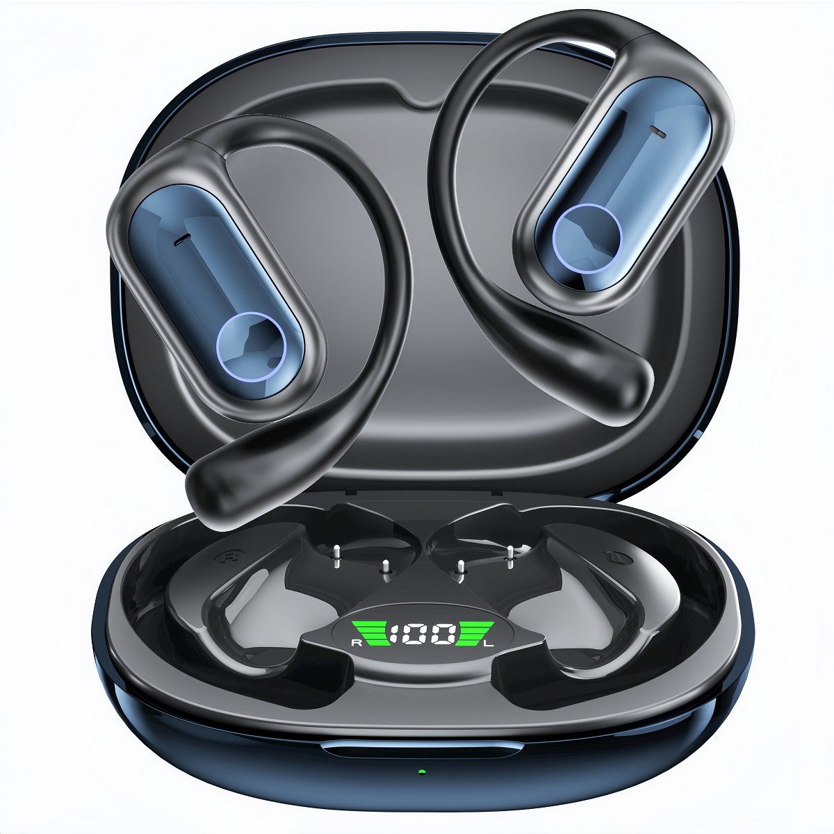 Cuffie bluetooth 5.4 auricolari wireless aperti 45 ore di riproduzione doppio microfono chiamate chiare cuffie sportive a conduzione aerea auricolari