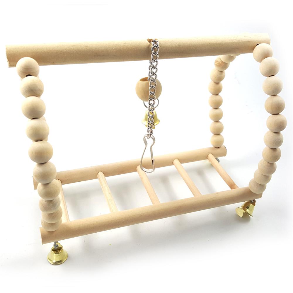 Columpio para aves de juguete para loros, juguete colgante para escalada, puente con escaleras, de madera, arcoíris, hamaca de guacamayos