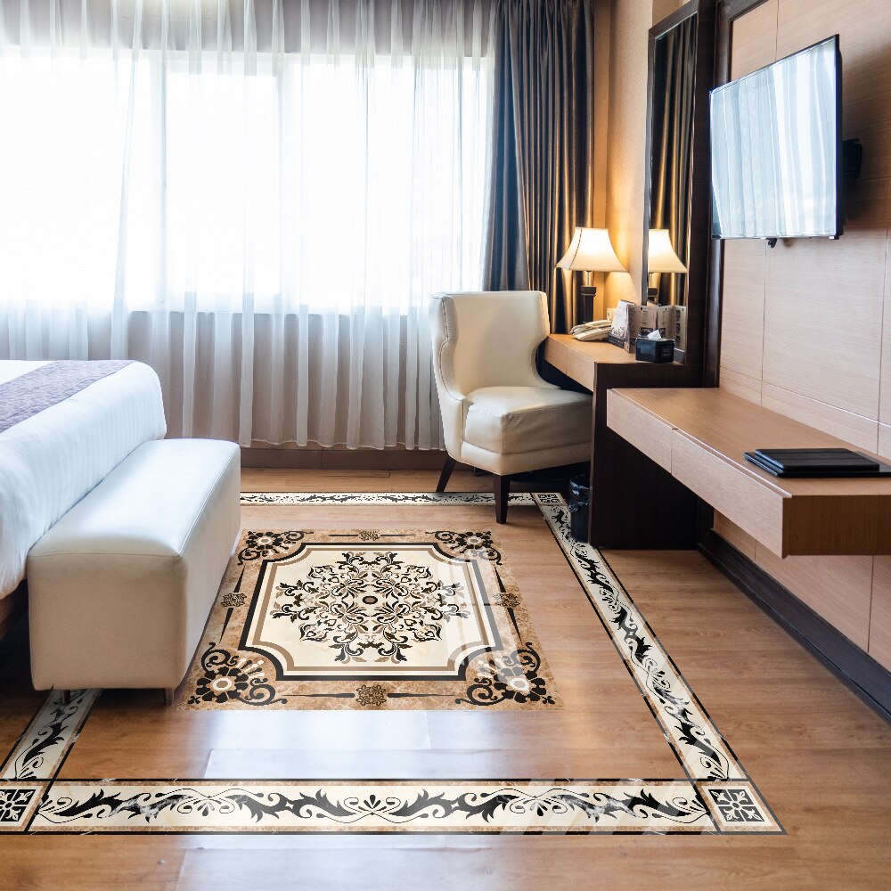 Living room hallway entrance tile stickers waterproof antifouling floor stickers self-adhesive Bohemia printed Square sticker