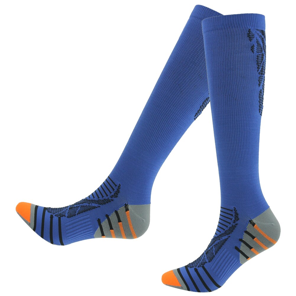 RANDY SONNE Kompression Socken 40cm Knie Hohe Sport Verwenden Laufen Wandern Klettern Basketball Männer Frauen Socken 1 Paar: Blue / S