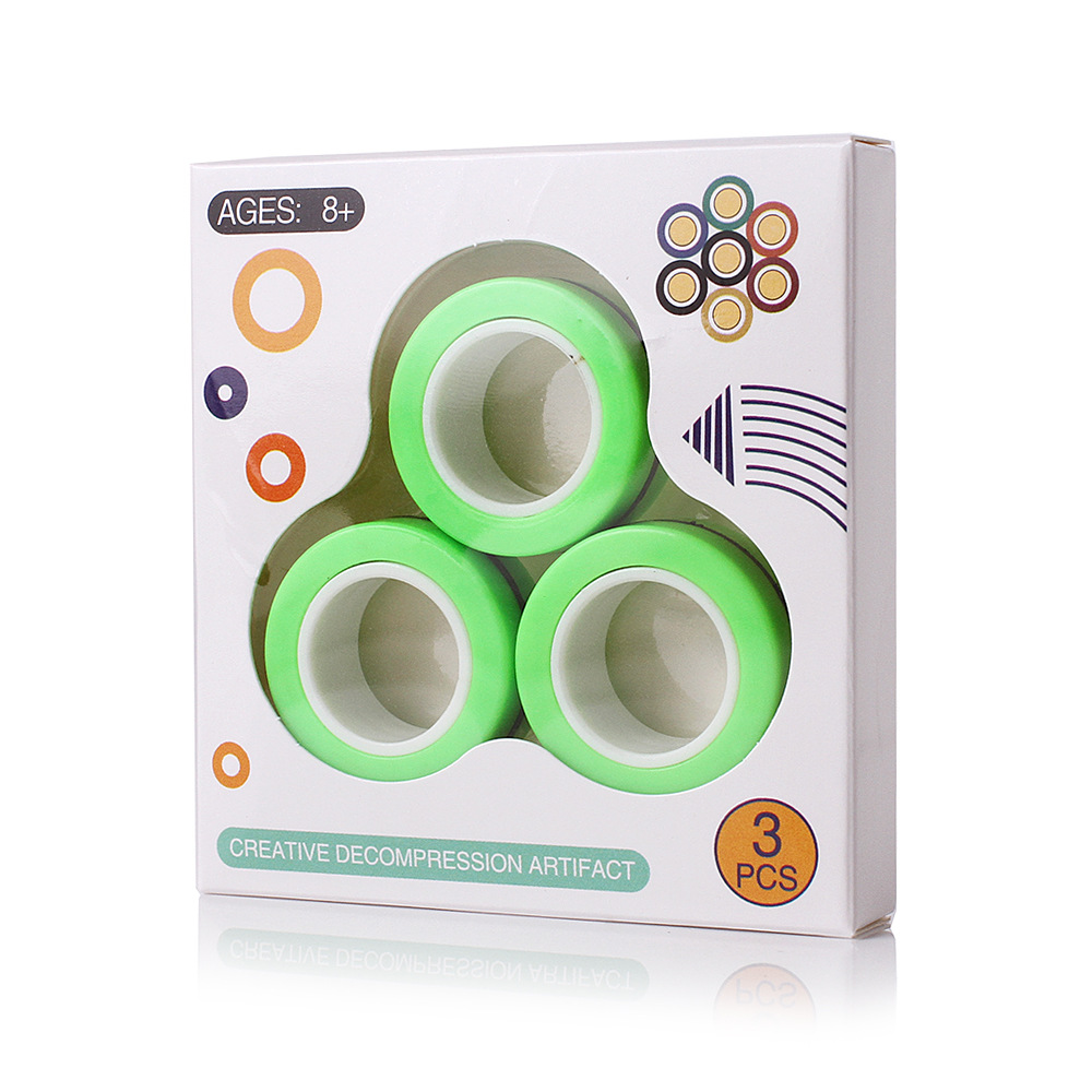 Hauska fidget spinner magneettirengas puristava lelu stressiä estävä figet lelut hotwhells stressiä lievittävä lelut taikarengas dekompressiolelut: Vihreä