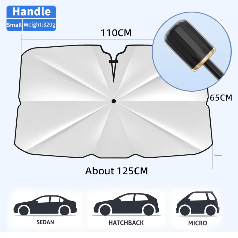 Karcle Auto Voor Parasol Zonnescherm Pull Ring Paraplu Voor Voorruit Auto Opvouwbare Parasol Covers Auto Parasol Paraplu: Beige