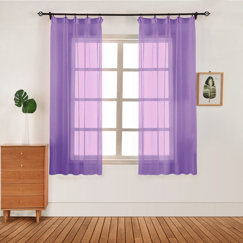 10 couleurs 100x130 Europe style solide rideau fenêtre Tulle pure pour salon cuisine moderne fenêtre traitements Voile rideau: 02