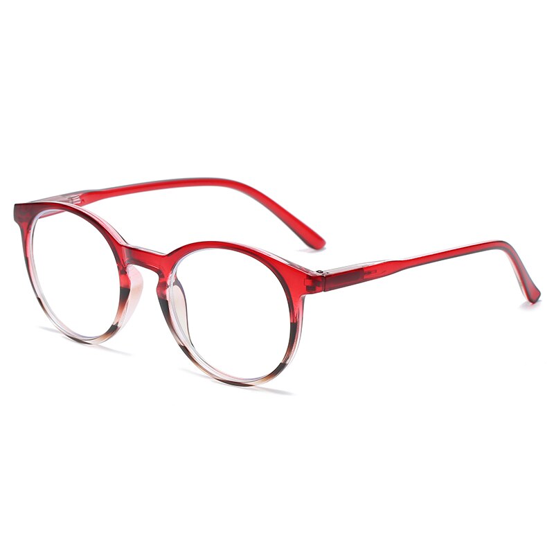 Zilead Round Frame Anti - Blue Glasses Spring Eye Leg Light And Comfortable Portable Protect Your Eyes Reading Glasses: +200 / Red