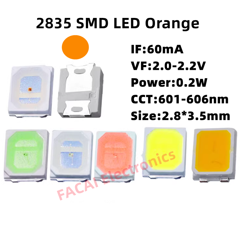 2835 SMD LED Red Yellow Green White Blue Orange Pink Ice Light Emitting Diode 100pcs/Lot: Brown