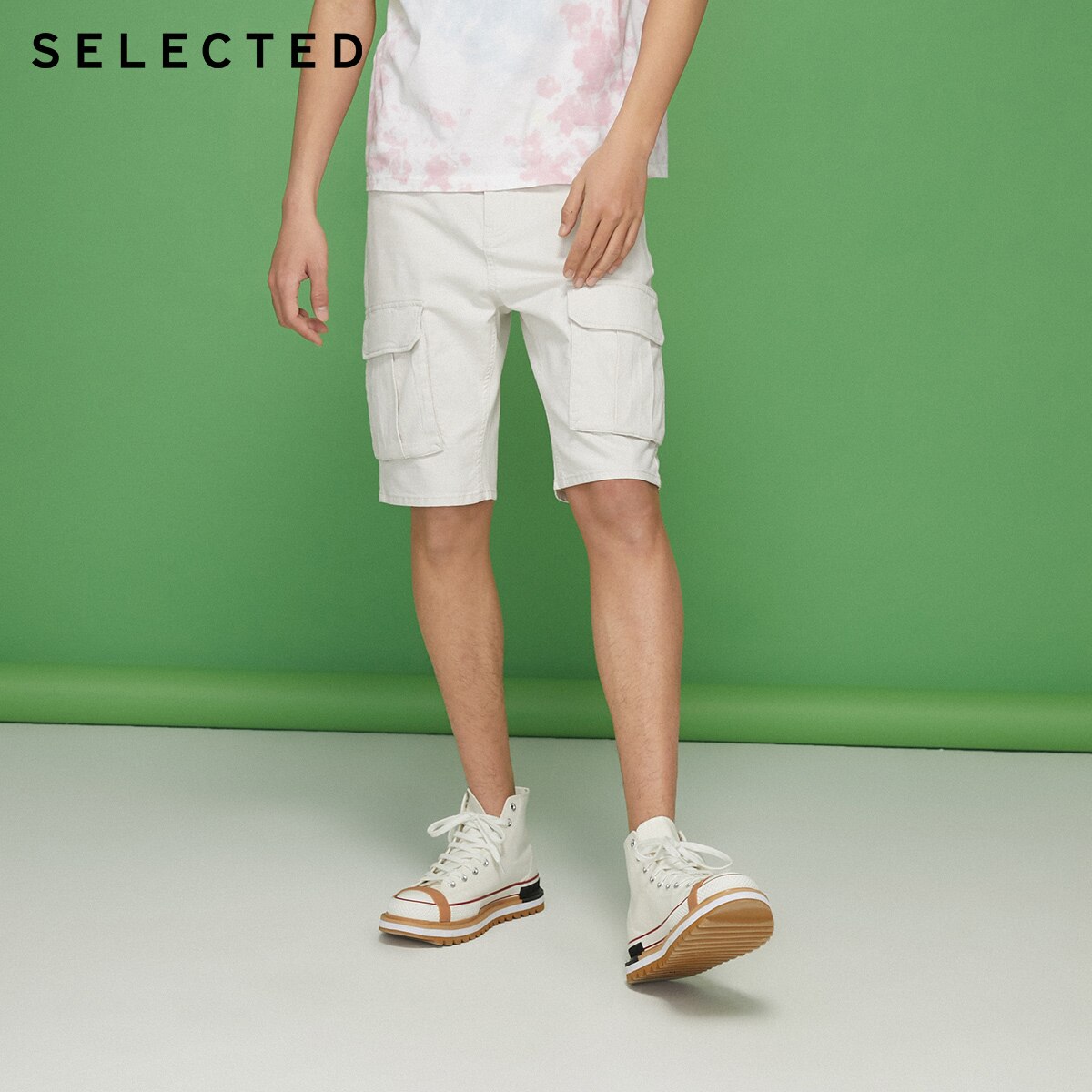 SELECTED Men's Slightly Stretch White Pockets Denim Shorts C|4202S3508: XXXLR