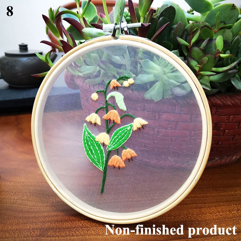Diy broderi kit hængende billeder nybegynder broderi diy materiale kits stitch kit europæisk stil broderi blomst værktøj kit: 8