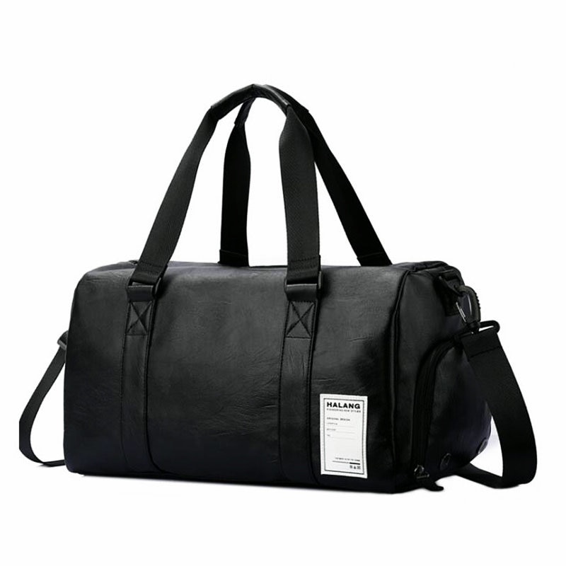 Zwarte sporttas heren leren sporttas dames onafhankelijke schoenenwinkel sport crossbody tas pu reistassen handbagage voor sportschool