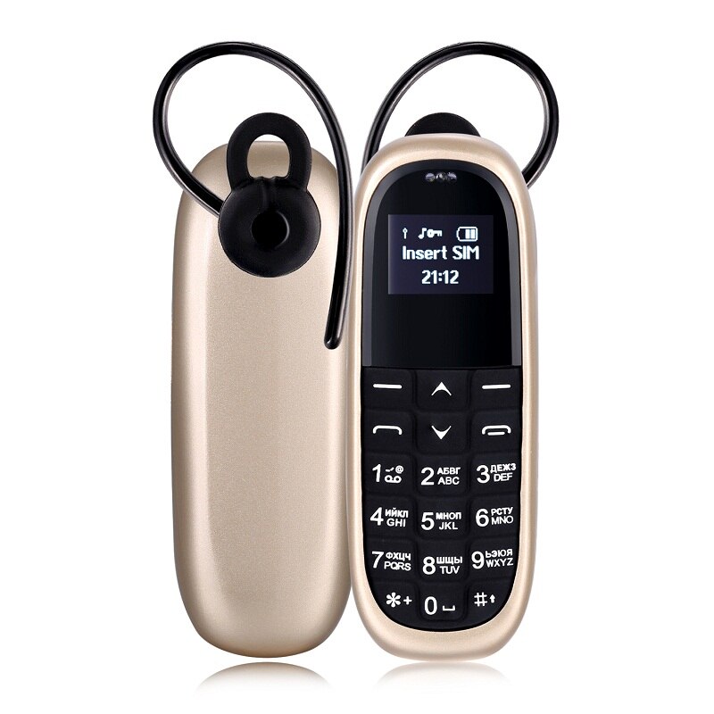 Super Mini Pocket Phone Magic Voice Changer 3.0 Bluetooth Dialer Anti Lost MTK6261DA Cell Earphone Mobile Phone P138: Russian key / Gold