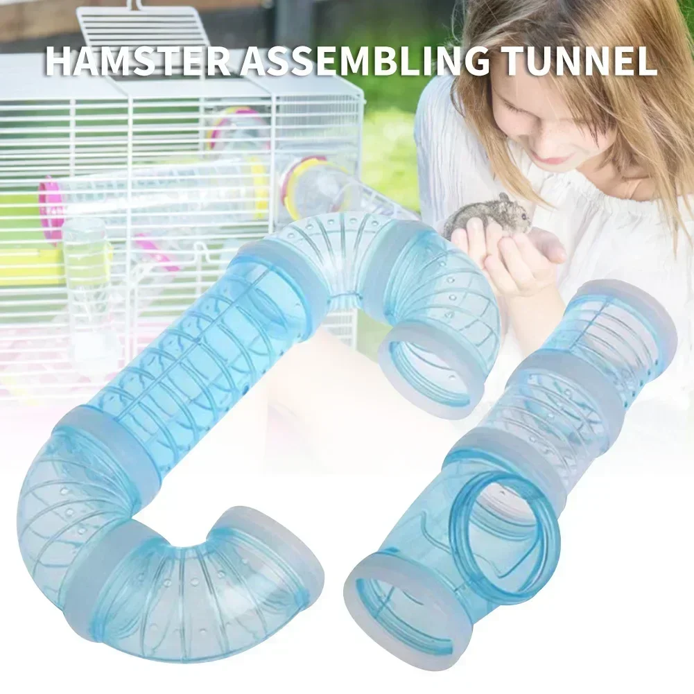 Juguete de túnel de hámster de plástico, canal de entrenamiento rodante, tubo de laberinto de empalme DIY duradero, tubería externa para accesorios de animales pequeños