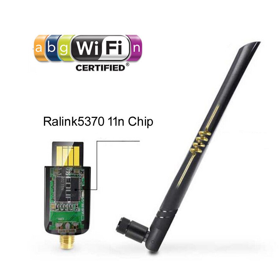 Ralink RT5370 USB WiFi wireless network card 802.11 b/g/n LAN adapter with rotatable antenna 2dbi