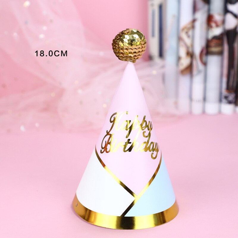 Sombrero de cumpleaños rosa dorado cumpleaños topper niño cumpleaños aniversario de bodas decoración topper de la torta: Golden blue