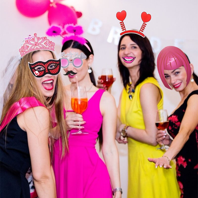 1set Hawaii Party Photo Booth Funny Mask Flamingo Team Bride Wedding Party Decor Photobooth Props Tropical Summer Carnival Props