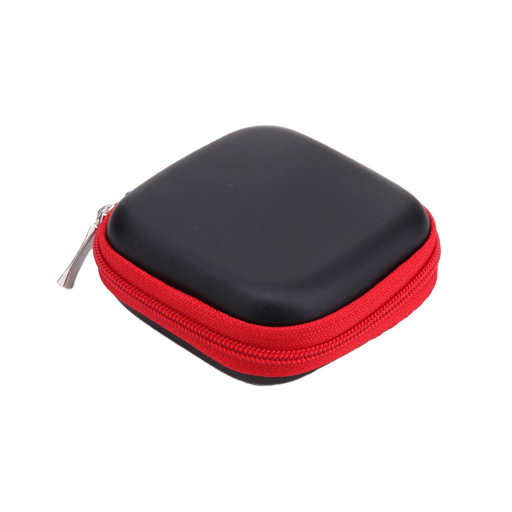 Mini rund eva-fodral hörlurar bluetooth-kompatibel hörlurskabel förvaringsbox digital laddare hörlursväska cd-fodral sd-kort: Röd