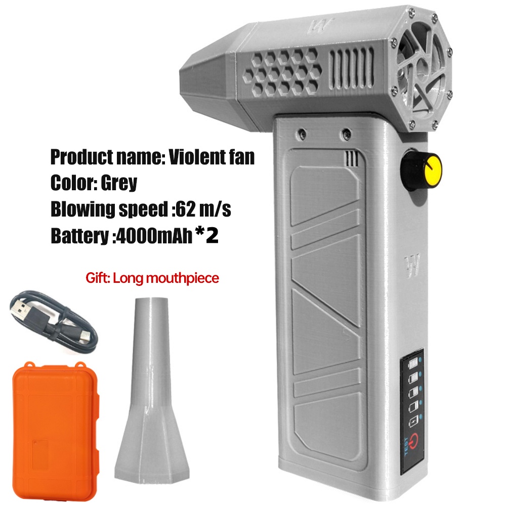 Potente ventilador de aire, ventilador de conducto de alta velocidad, mini ventilador Turbo Jet 140000 RPM Velocidad del viento 62 m/s Turbo Ventilador Motor sin escobillas Ventilador violento: Marrón