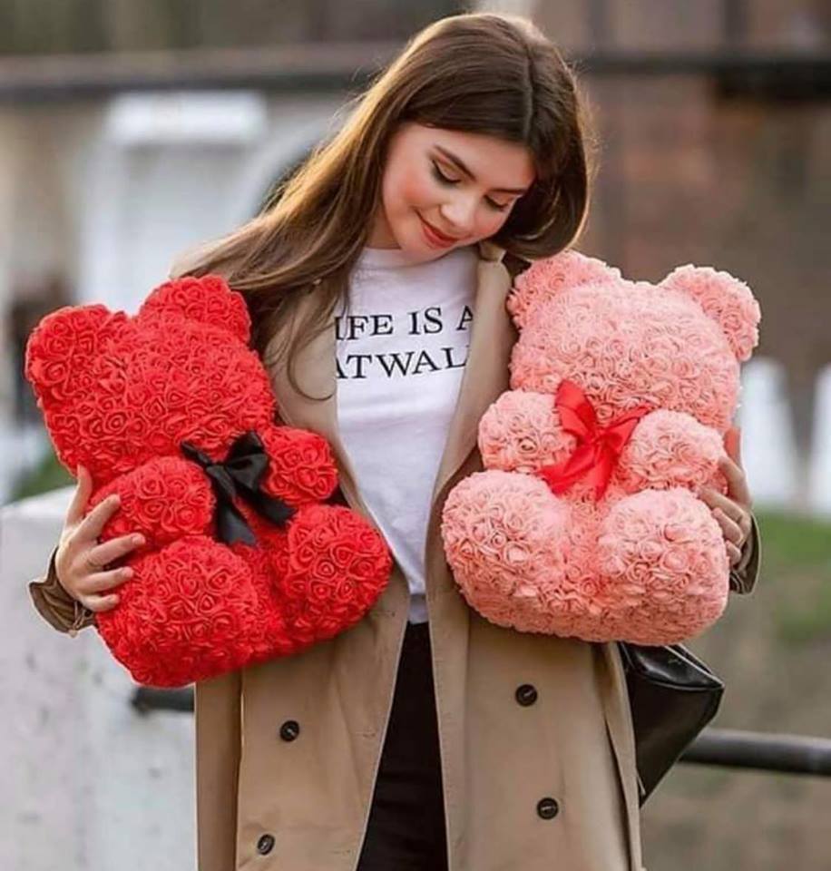 40cm Cute Rose Flower Teddy Bears Foam Bears Wedding Home Decorations Birthday Valentines's D Love Bear Dolls