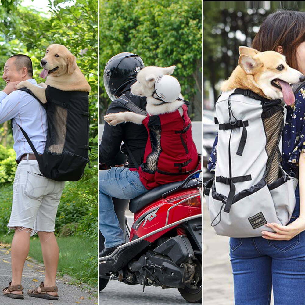 Åndbar kæledyrs hundetaske til store hunde golden retriever bulldog rygsæk justerbar store hunde tasker kæledyr produkter