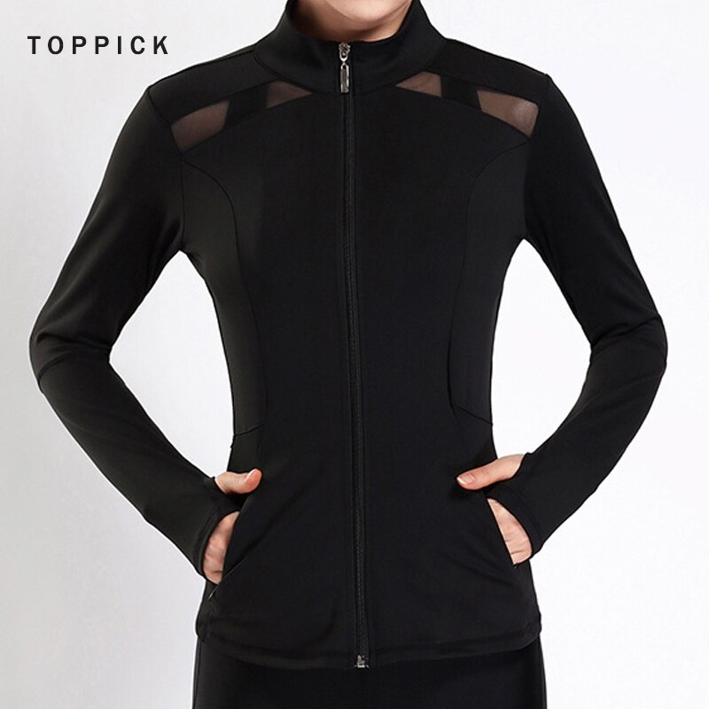 Yoga Gittergewebe-Fitnessstudio Fitness Enge Spitzen schnell-trocken Atmungsaktiv Reißverschluss Sport Mantel frauen Langarm Sport Laufschuhe jacke
